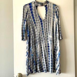 Tie dye blue crocodile print dress GUC